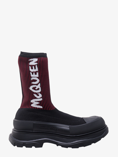 Alexander Mcqueen Black Tread Slick Sock Boots
