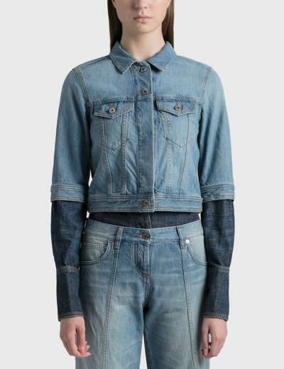 Loewe Blue Trompe L'oeil Cropped Denim Jacket