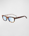 Kate Spade Evie 51mm Rectangle Blue Block Optical Glasses In Havana