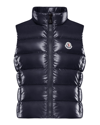 Moncler Kids' Girl's Quilted Sleeveless Vest In Navy
