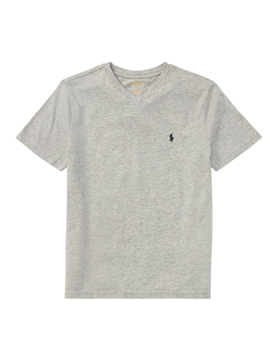Ralph Lauren Kids' Boy's Logo Embroidered T-shirt In Grey Htr