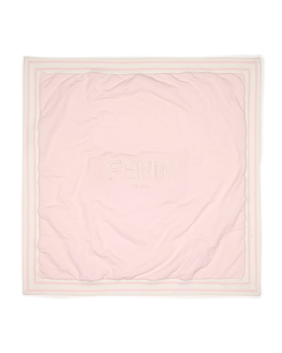 Fendi Kids' Logo Striped-border Baby Blanket In F0c11 Pink