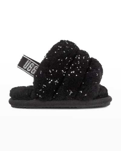 Ugg Kids' Girl's Fluff Yeah Metallic Sparkle Quilted Slippers, Baby/toddlers In Black
