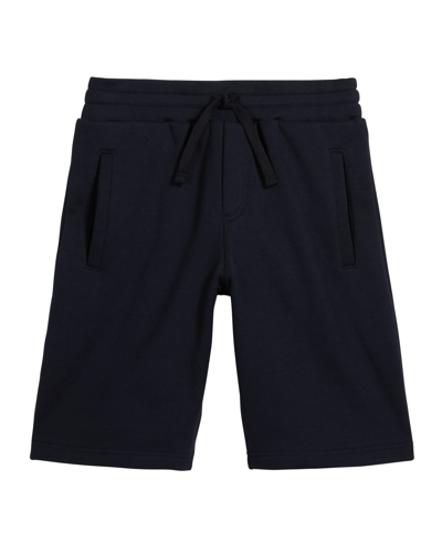 Dolce & Gabbana Boy's Jersey Shorts W/ Logo Patch In Black