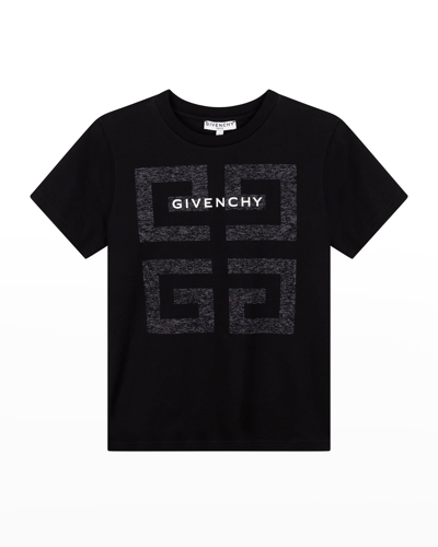 Givenchy Kids' Boy's Short-sleeve T-shirt With 4g Logo On Front In Black