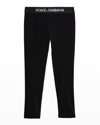 Dolce & Gabbana Girl's Logo-print Leggings In Black