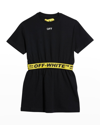 Off-white Kids' Girl's Industrial T-shirt Dress In Black/white
