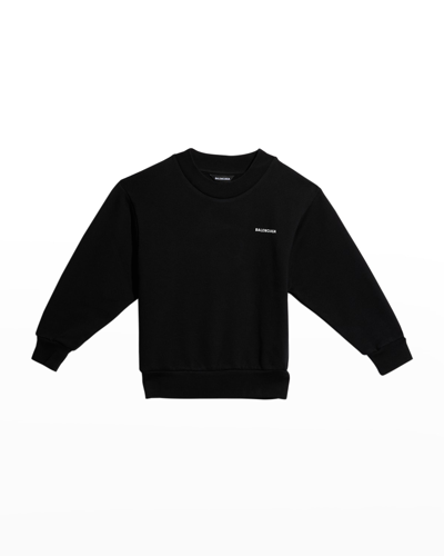 Balenciaga Kid's Classic Logo Sweater In Black/white