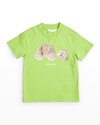 Palm Angels Kids' Boy's Bear Graphic T-shirt In Light Green/brown