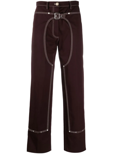 STELLA MCCARTNEY CONTRAST-STITCH STRAIGHT-LEG TROUSERS