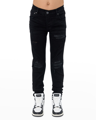 Amiri Kid's Distressed Denim Skinny Jeans In Black
