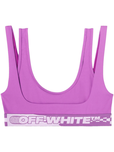 Off-white Logo-band Layered Sports Bra In Fuchsia