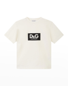 Dolce & Gabbana Kids' Boy's Contrast Logo Cotton T-shirt In White