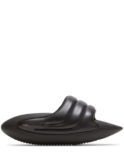 Balmain B It Quilted Leather Slide Sandals In Black