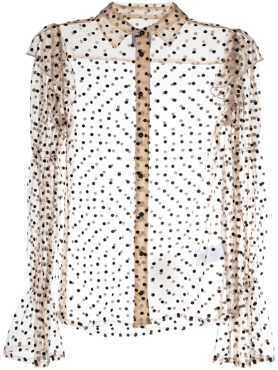Macgraw Sheer Polka-dot Tulle Shirt In Neutrals
