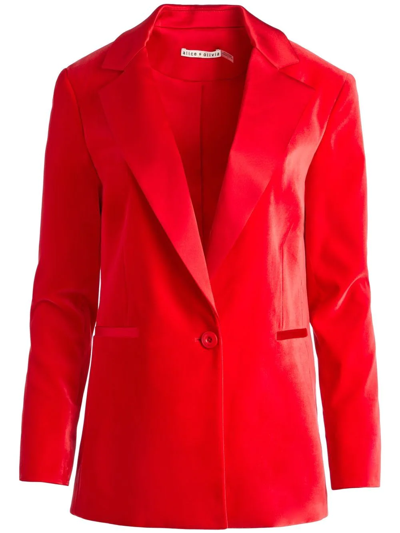 Alice And Olivia Alica And Olivia Justin Velvet One Button Blazer In Perfect Ruby