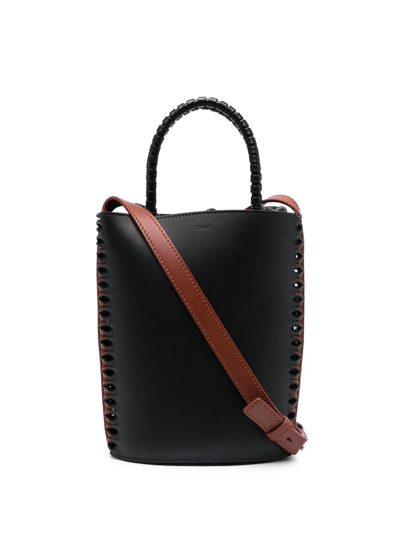 Chloé Colour-block Leather Bucket-bag In Schwarz