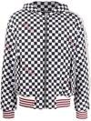 Palm Angels Blackwhite Embroidered Logo Jacket In Black