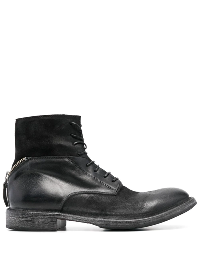 Moma Leather Lace-up Boots In Schwarz