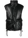 Nanushka Jovan Faux-leather Quilted Gilet In Schwarz