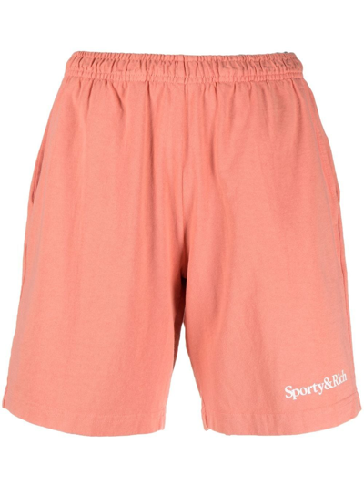 Sporty And Rich Printed Cotton-jersey Shorts In Rose