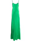 Victoria Beckham Satin Open-back Maxi Slip Dress In Green