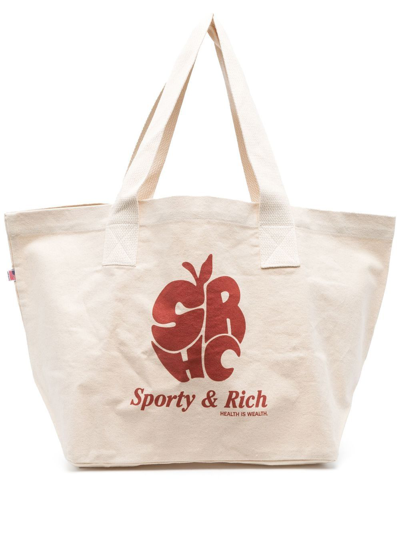 Sporty And Rich Logo-print Shoulder Bag In Nude