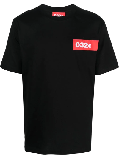 032c Taped Tee Black Cotton T-shirt With Chest Logo - Taped Tee