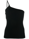 Helmut Lang One-shoulder Cross Strap Tank Top In Schwarz