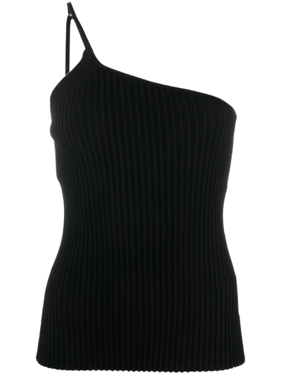 HELMUT LANG RIBBED-KNIT ONE-SHOULDER TOP