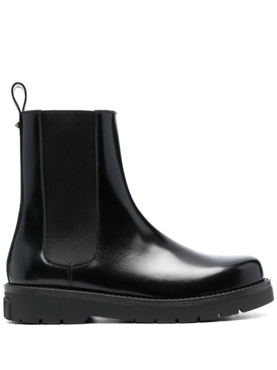 Valentino Garavani Men's Napa Leather Combat Boots In Black