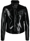 Courrèges Logo Embroidered Coated Cotton Jacket In Schwarz