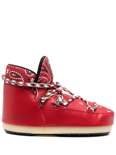 Alanui X Moon Boot Bandana-print Snow Boots In Red