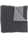 BALMAIN TWO-TONE RIBBED KNIT SCARF