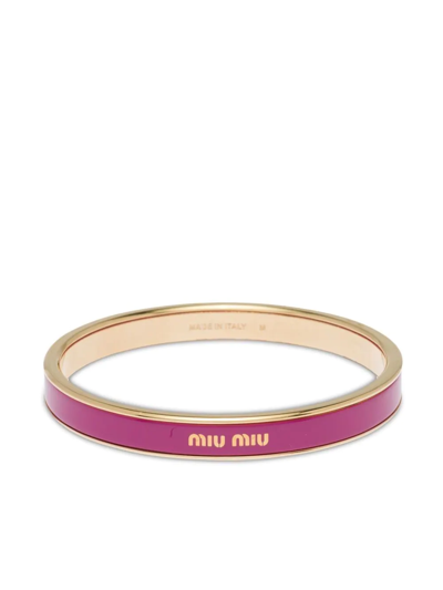 Miu Miu Enameled Metal Bangle Bracelet In Fuchsia