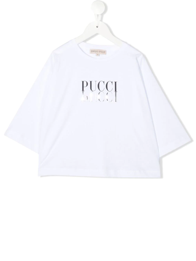 Pucci Junior Logo-print Long-sleeve T-shirt In Weiss