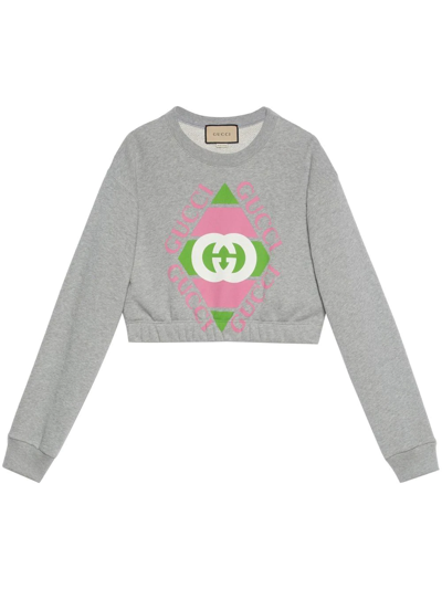 Gucci Rhombus Logo-print Sweatshirt In Grey