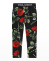 Dolce & Gabbana Kids' Girl's Rose-print Leggings In Rose Print