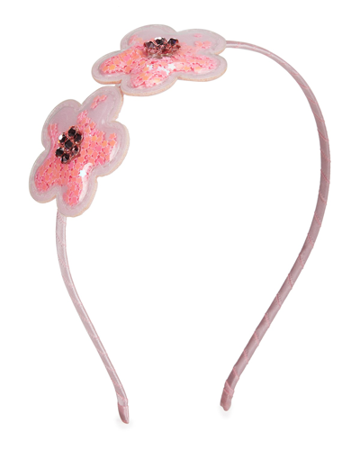 Bari Lynn Kids' Girl's 2-flower Confetti Headband In Lt Pink