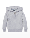Polo Ralph Lauren Girl's Drapey Terry Zip Hoodie In Light Gray/hthr