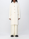 Bottega Veneta Fluffy-texture Single-breasted Wool-blend Coat In White