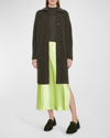 Vince Collared Cardigan Coat In H Black Leaf