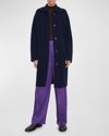 Vince Collared Cardigan Coat In Navy