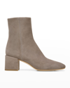 Vince Kaye Suede Zip Booties In Light Woodsmoke