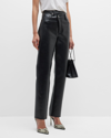 Agolde Recycled Leather Crisscross Waist Straight Leg Pants In Detox