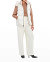 Dawn Levy Evelynn Shearling Trim Hooded Vest In Alabaster