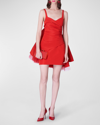 Carolina Herrera Draped Silk Watteau Minidress In Poppy