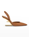 FENDI VITELLO LEATHER SLINGBACK PUMPS