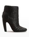 Bottega Veneta Dark Brown Leather Atomic Ankle Boots In Nero