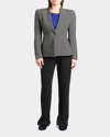 Giorgio Armani Diagonal Stripe Single-breasted Jersey Jacket In Black Multi